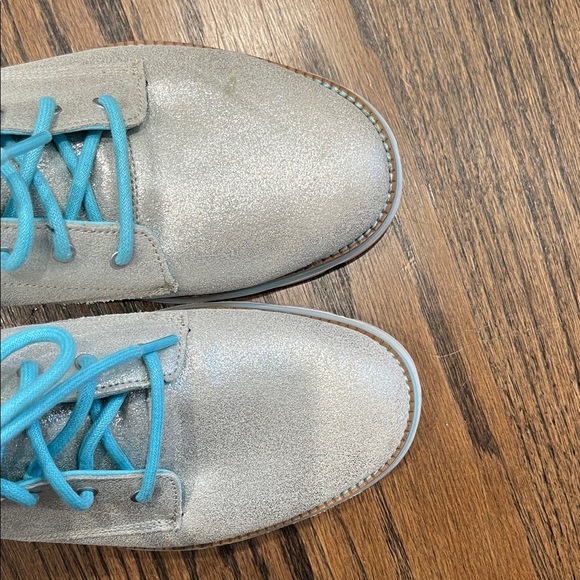 Skechers Silver Lace-Up Boots with Blue Highlights 9.5 Women’s - Picture 8 of 14